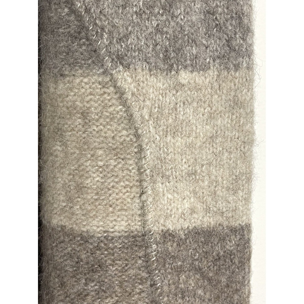 JENNI KAYNE Luxurious Belted Sweater Coat Long Cardi Oatmeal Stripe Yak Alpaca L - Picture 13 of 16